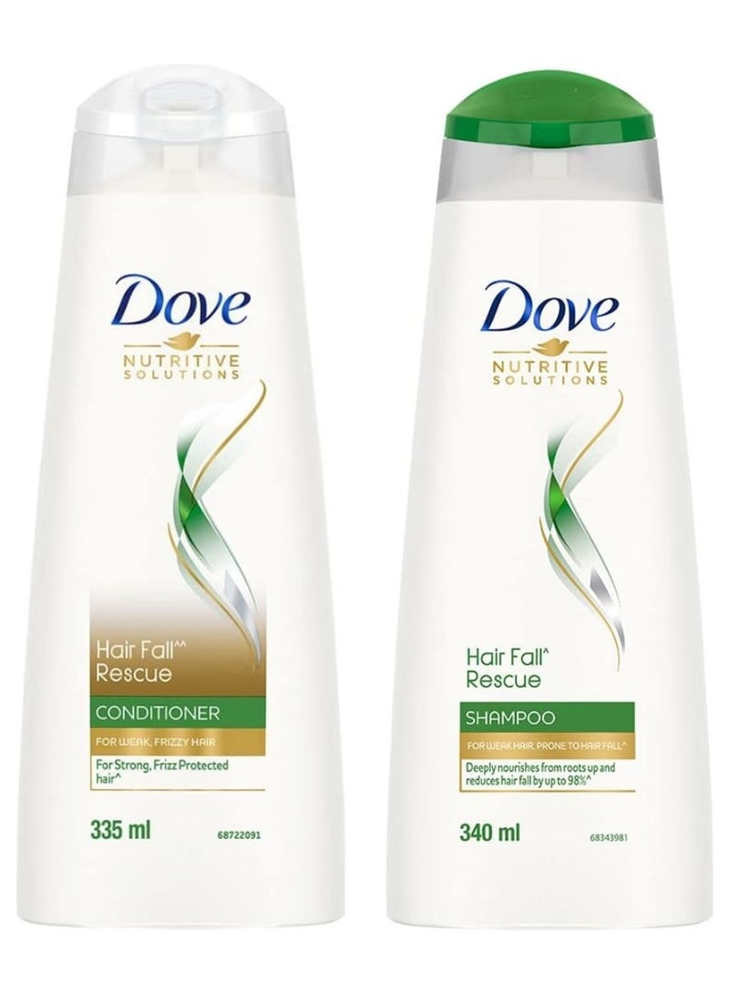 دوف بلسم دوف لإنقاذ الشعر من التساقط 335 مل وشامبو 340 مل، للشعر التالف، للتحكم في تساقط الشعر والحصول على شعر أكثر كثافة - مجموعة دوف اليومية اللطيفة المضادة لتساقط الشعر للرجال والنساء - Image 1